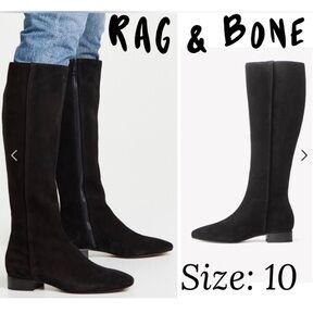 Rag & Bone Aslen Knee High Boots in Black Suede Size 10 New in Box $795.00
